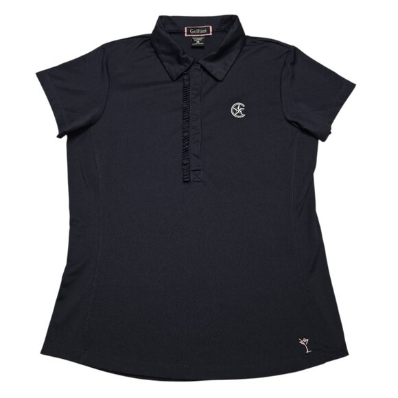 Golftini Polo Womens Medium Dark Blue Short Sleeve Golf Activewear Shirt Stretch - Picture 1 of 12